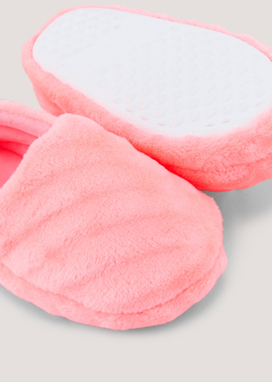 Girls Pink Faux Fur Mule Slippers (Younger 4-12)