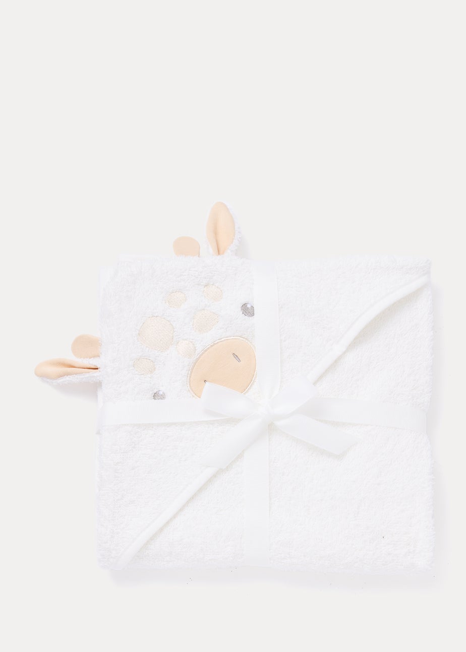 White Giraffe Hooded Baby Towel