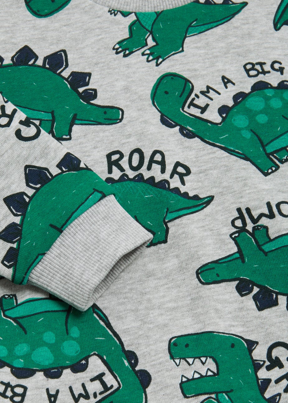 Boys Grey Marl Dinosaur Sweatshirt (9mths-6yrs)