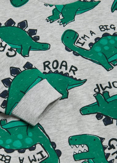 Boys Grey Marl Dinosaur Sweatshirt (9mths-6yrs)