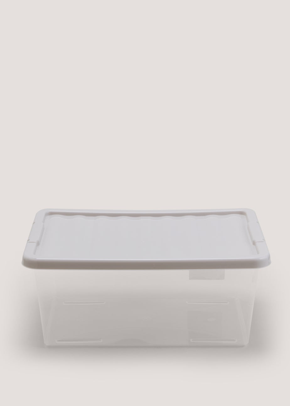 Grey Lid Clear Storage Box (37cm x 15.5cm)
