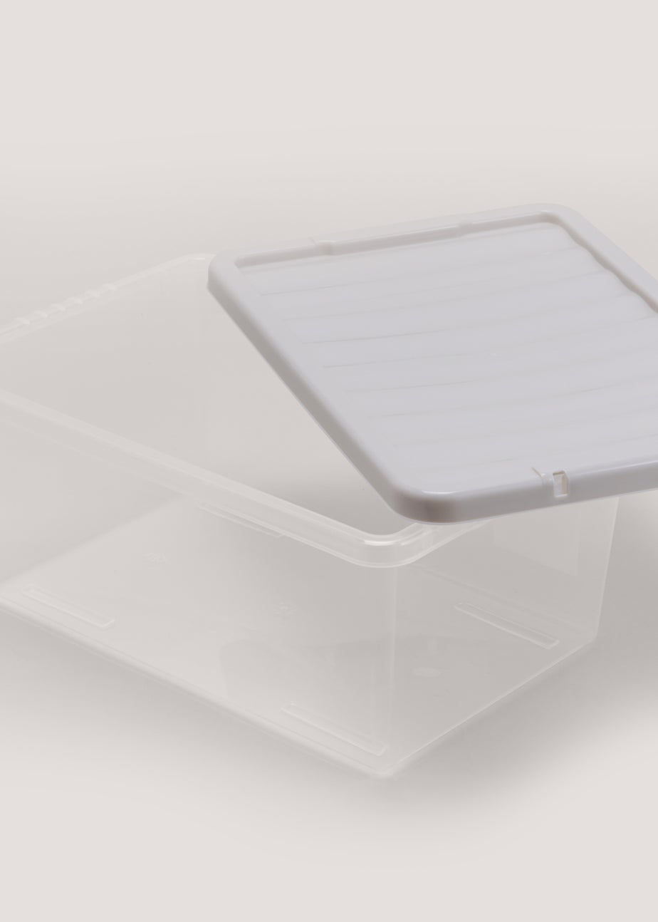 Grey Lid Clear Storage Box (37cm x 15.5cm)