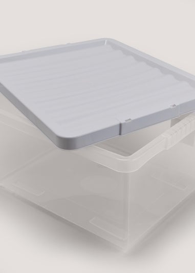 Grey Lid Clear Storage Box (44cm x 22.5cm)