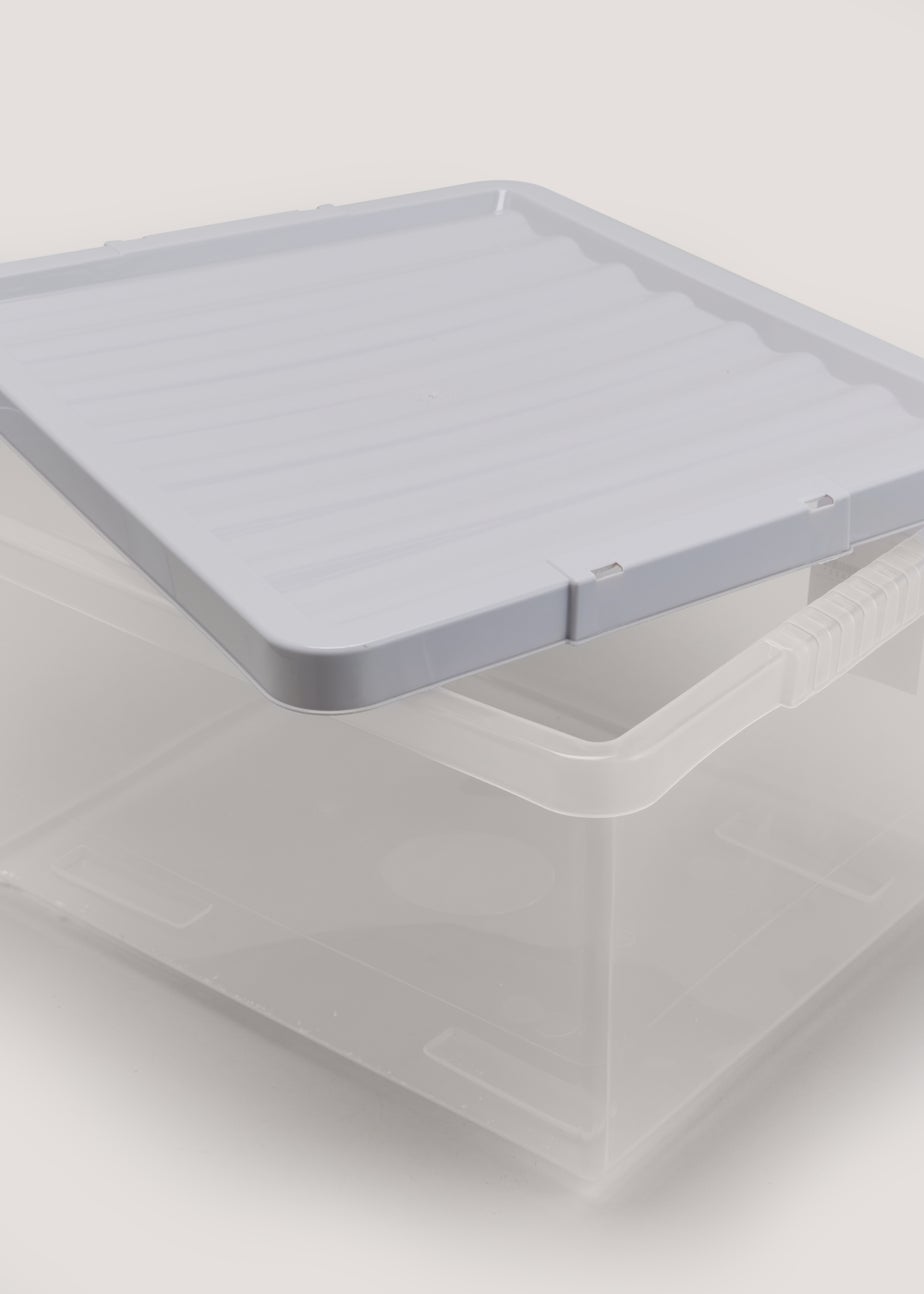 Grey Lid Clear Storage Box (44cm x 22.5cm)