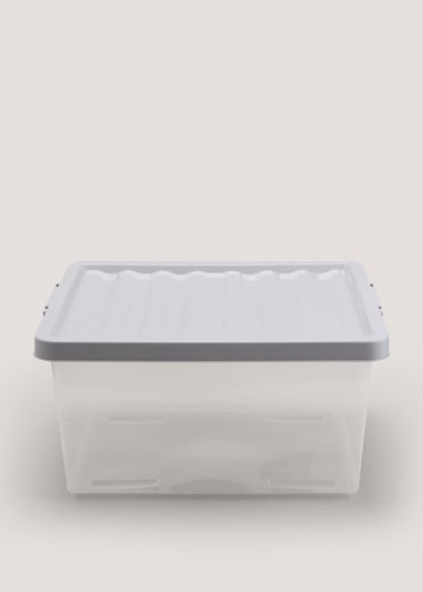 Grey Lid Clear Storage Box (44cm x 22.5cm)