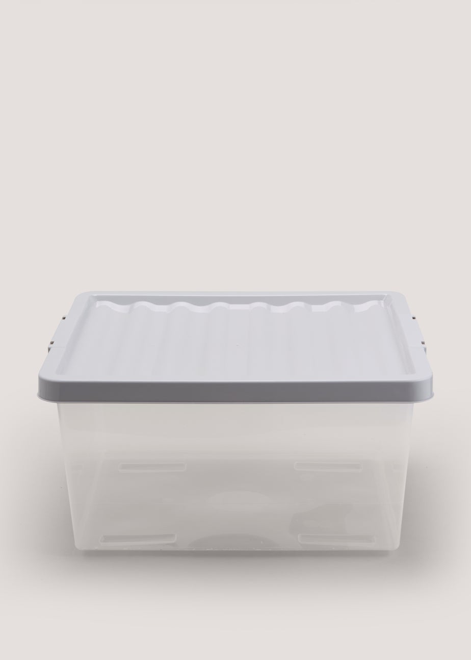 Grey Lid Clear Storage Box (44cm x 22.5cm)