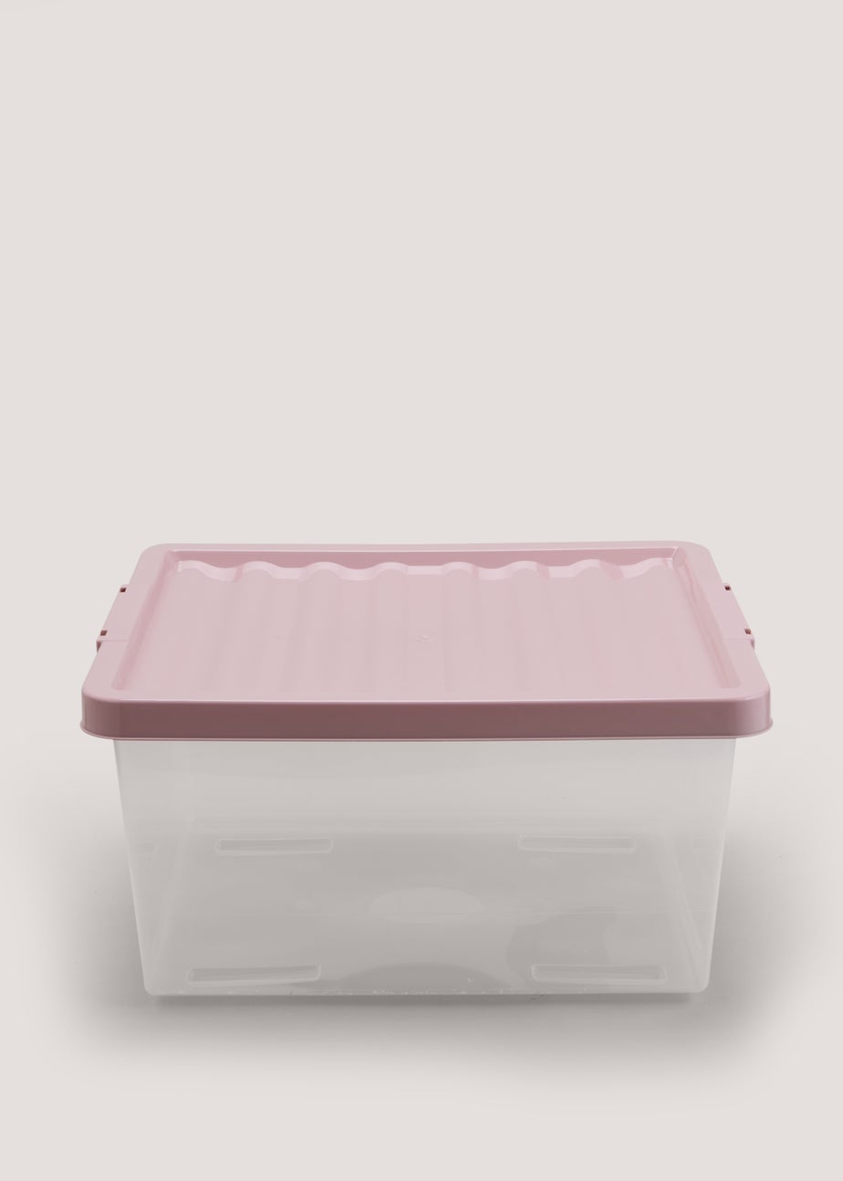 Pink Lid Clear Storage Box (44cm x 22.5cm)