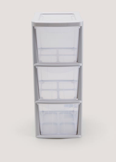 Set of 3 Grey Small Plastic Drawers