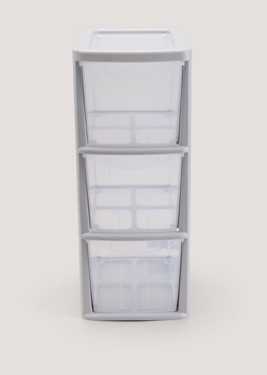 Set of 3 Grey Small Plastic Drawers