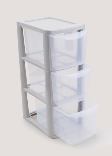 Set of 3 Grey Small Plastic Drawers