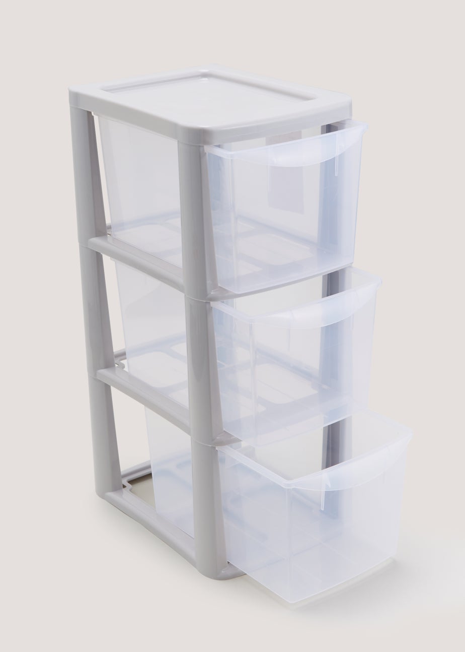 Set of 3 Grey Small Plastic Drawers