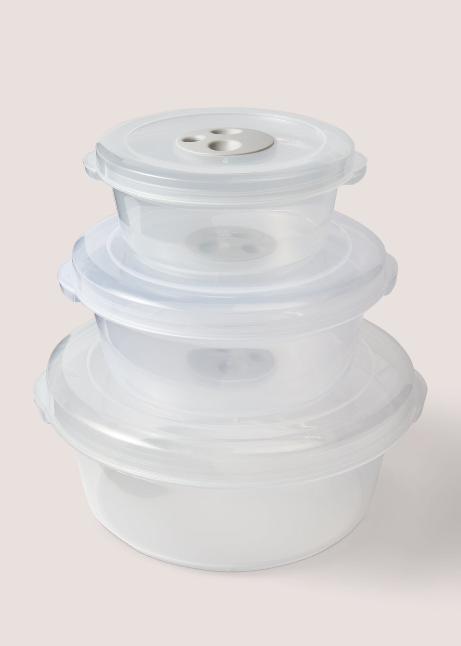 3 Pack Clear Round Microwave Containers