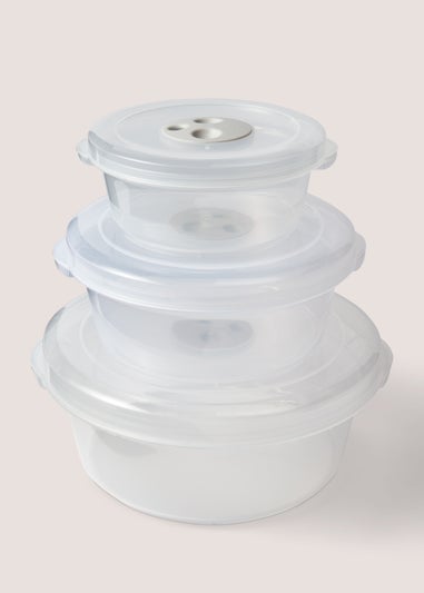3 Pack Clear Round Microwave Containers