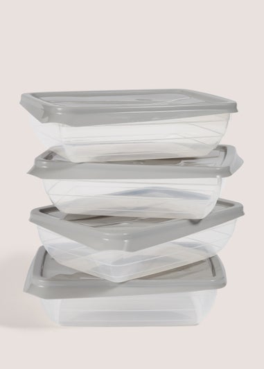 Set of 4 Grey Essential Containers (20cm x 5cm)