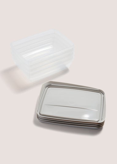 Set of 4 Grey Essential Containers (20cm x 5cm)