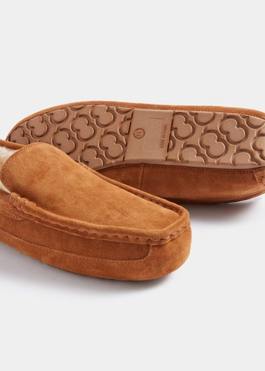 Ginger Real Suede Faux Fur Moccasin Slippers