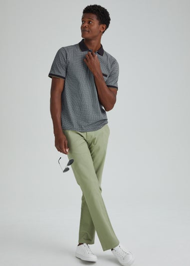 Navy Geo Print Regular Fit Polo Shirt