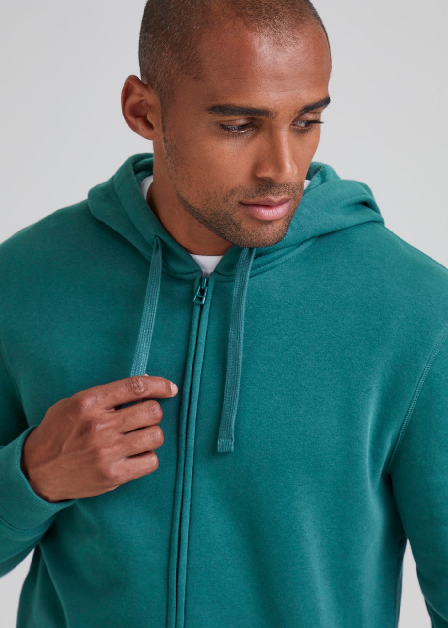 Green Essential Zip Up Hoodie