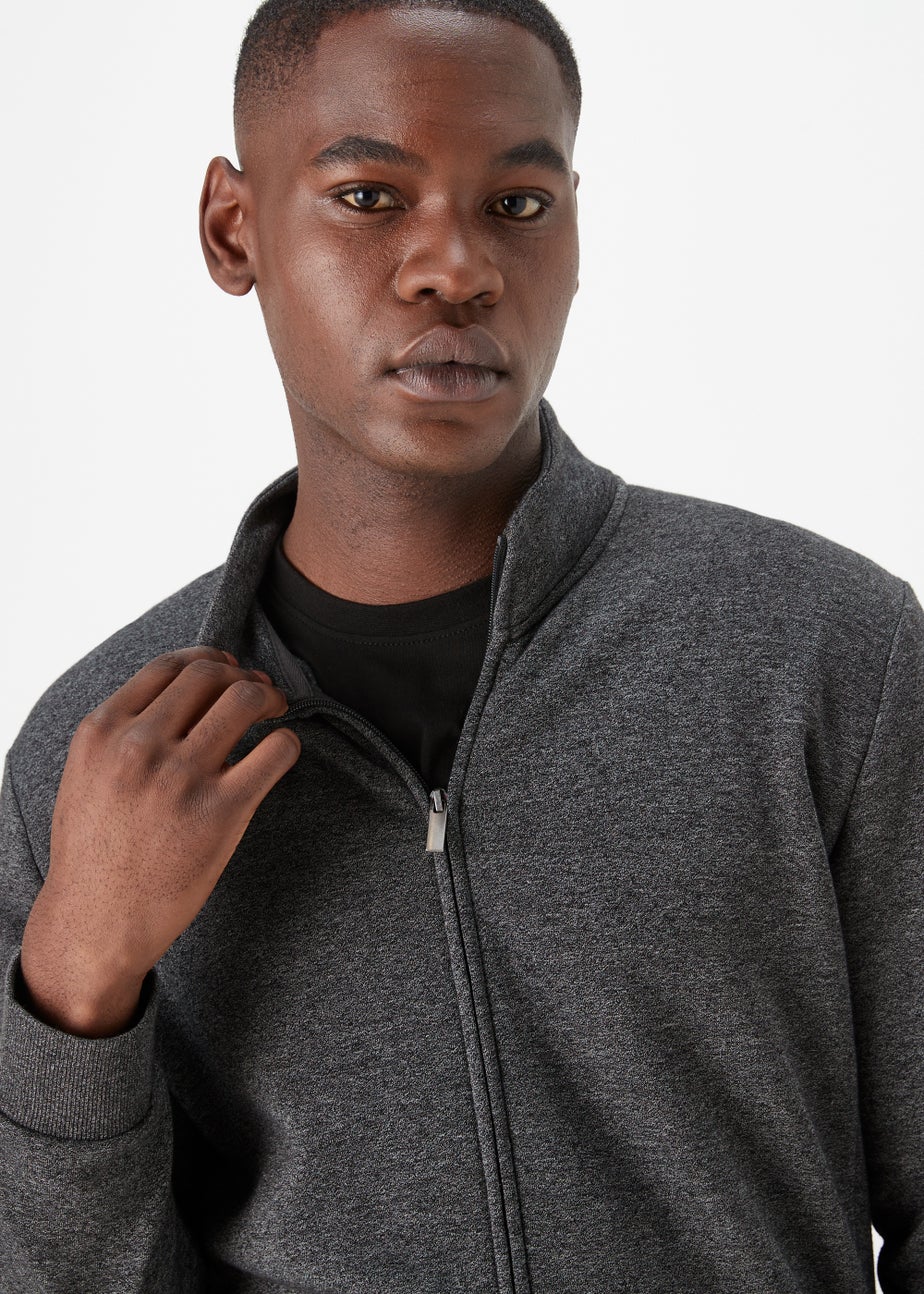 Grey Funnel Zip Up Sweatshirt