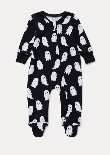 Baby Black Ghost Zip Up Sleepsuit (Newborn-18mths)