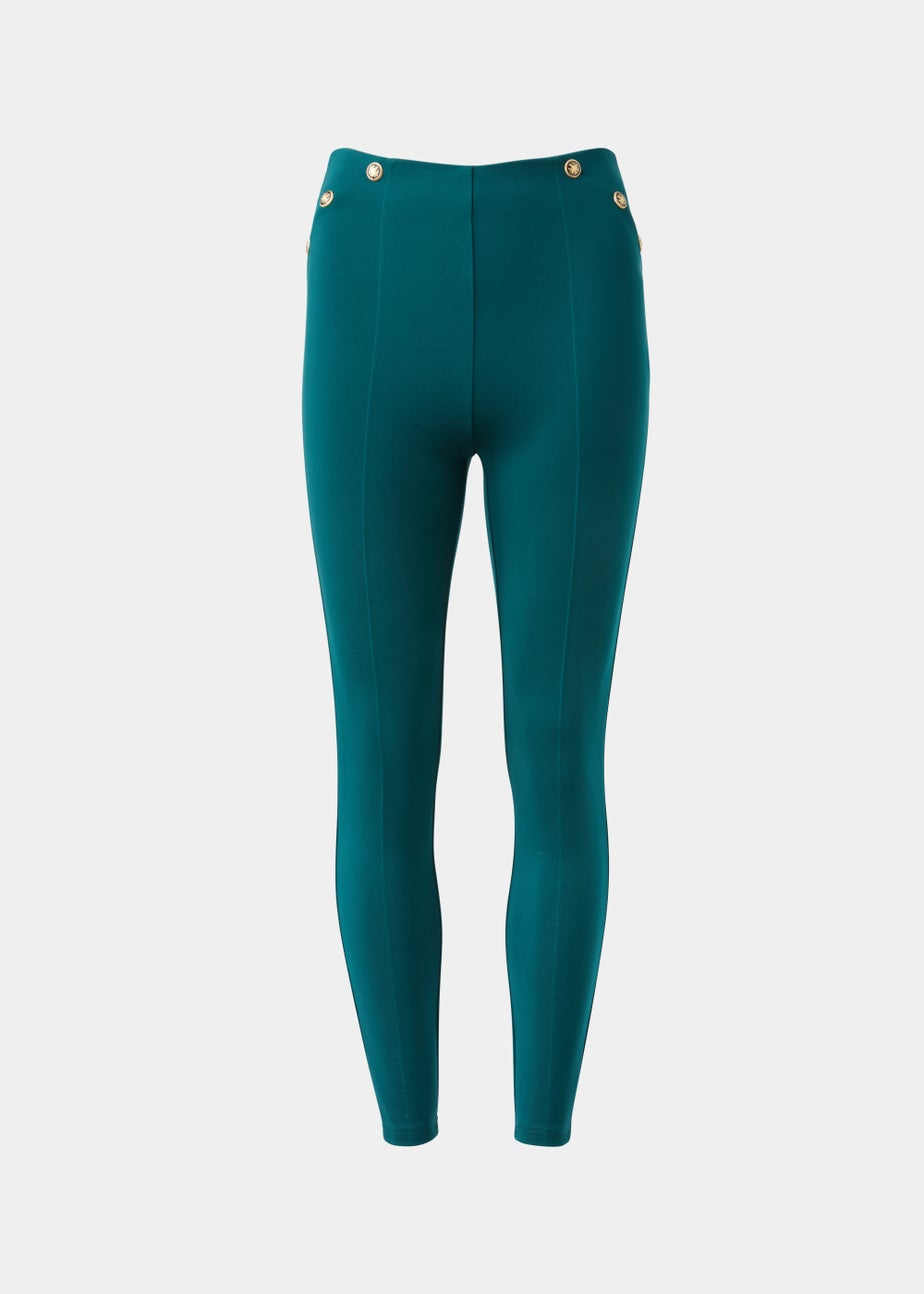 Et Vous Dark Teal Button Trousers
