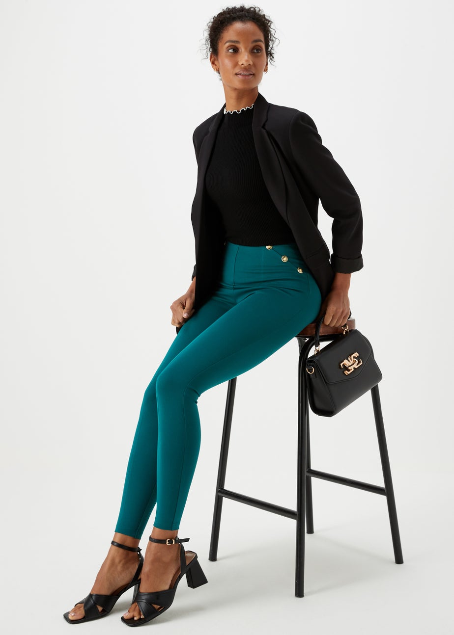 Et Vous Dark Teal Button Trousers