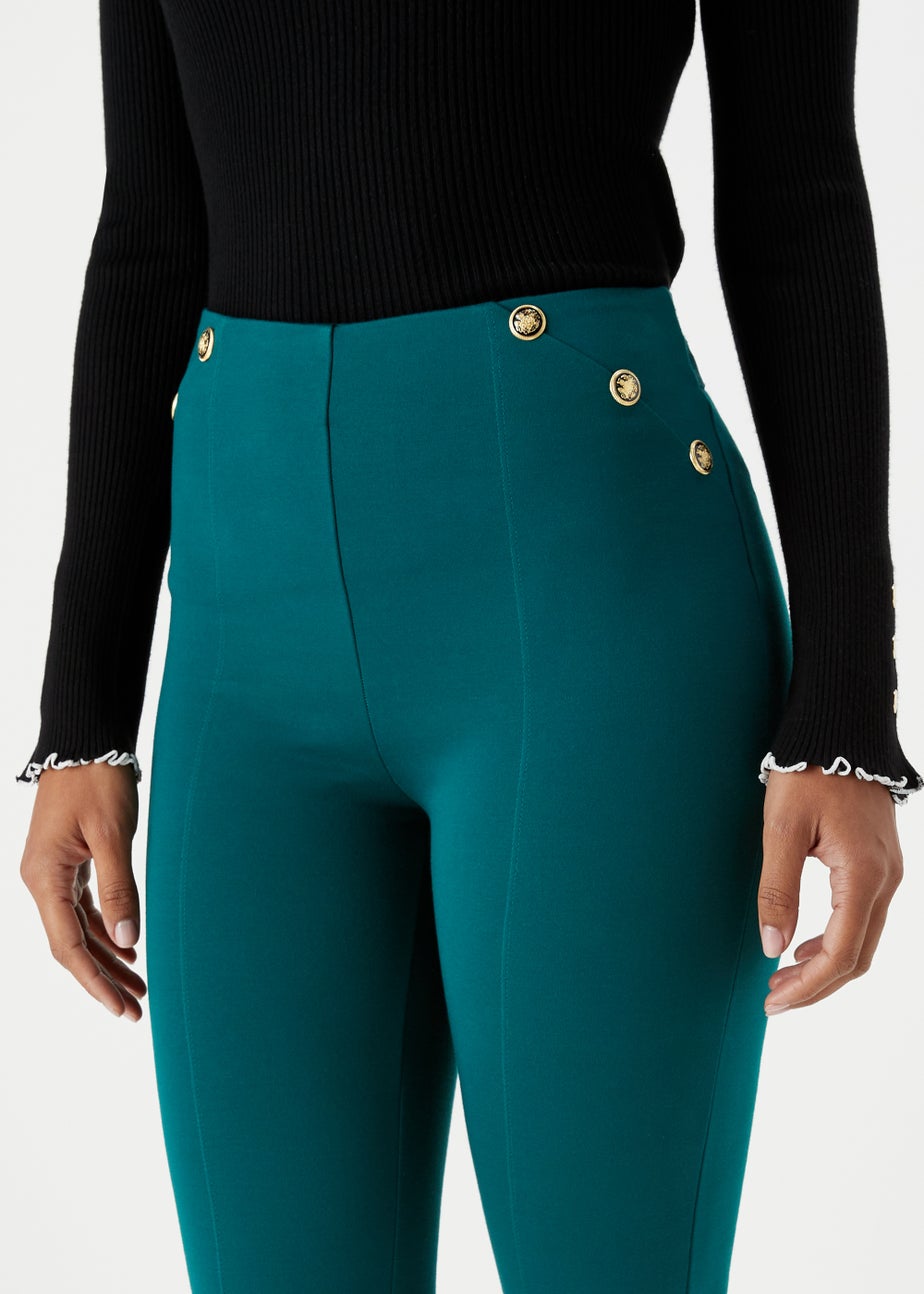 Et Vous Dark Teal Button Trousers