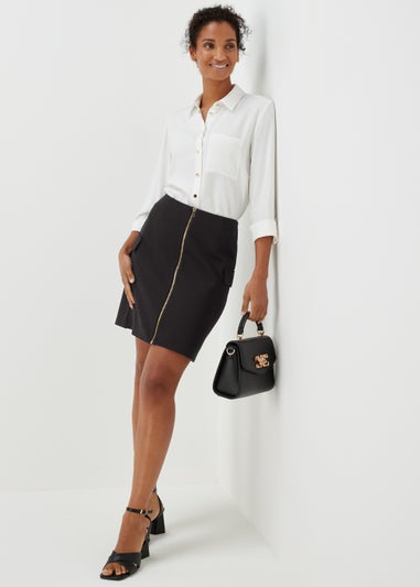 Et Vous Black Utility Ponte Skirt