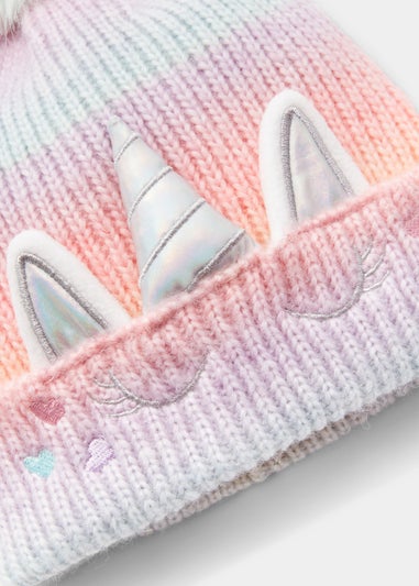 Girls Multicoloured Unicorn Beanie (3-13yrs)