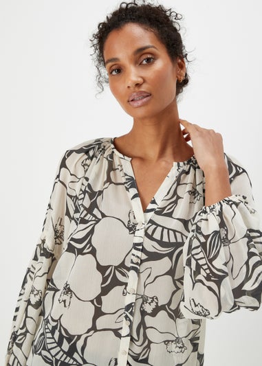 Et Vous Black Monochrome Floral Blouse