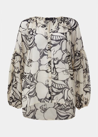 Et Vous Black Monochrome Floral Blouse