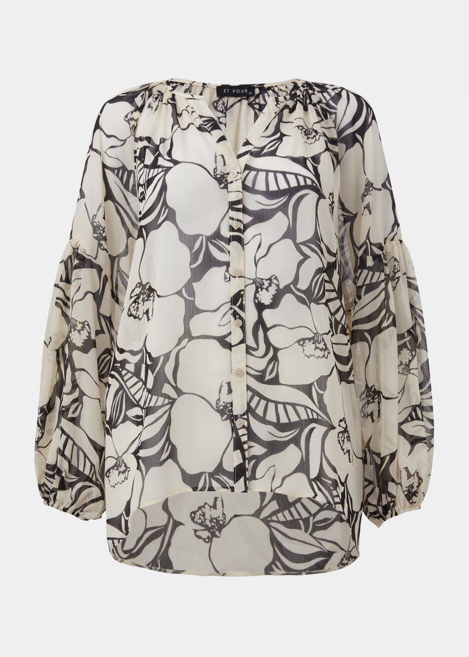 Et Vous Black Monochrome Floral Blouse