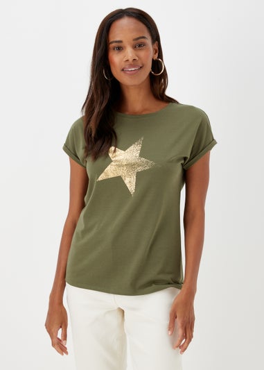 Khaki Star Print T-Shirt