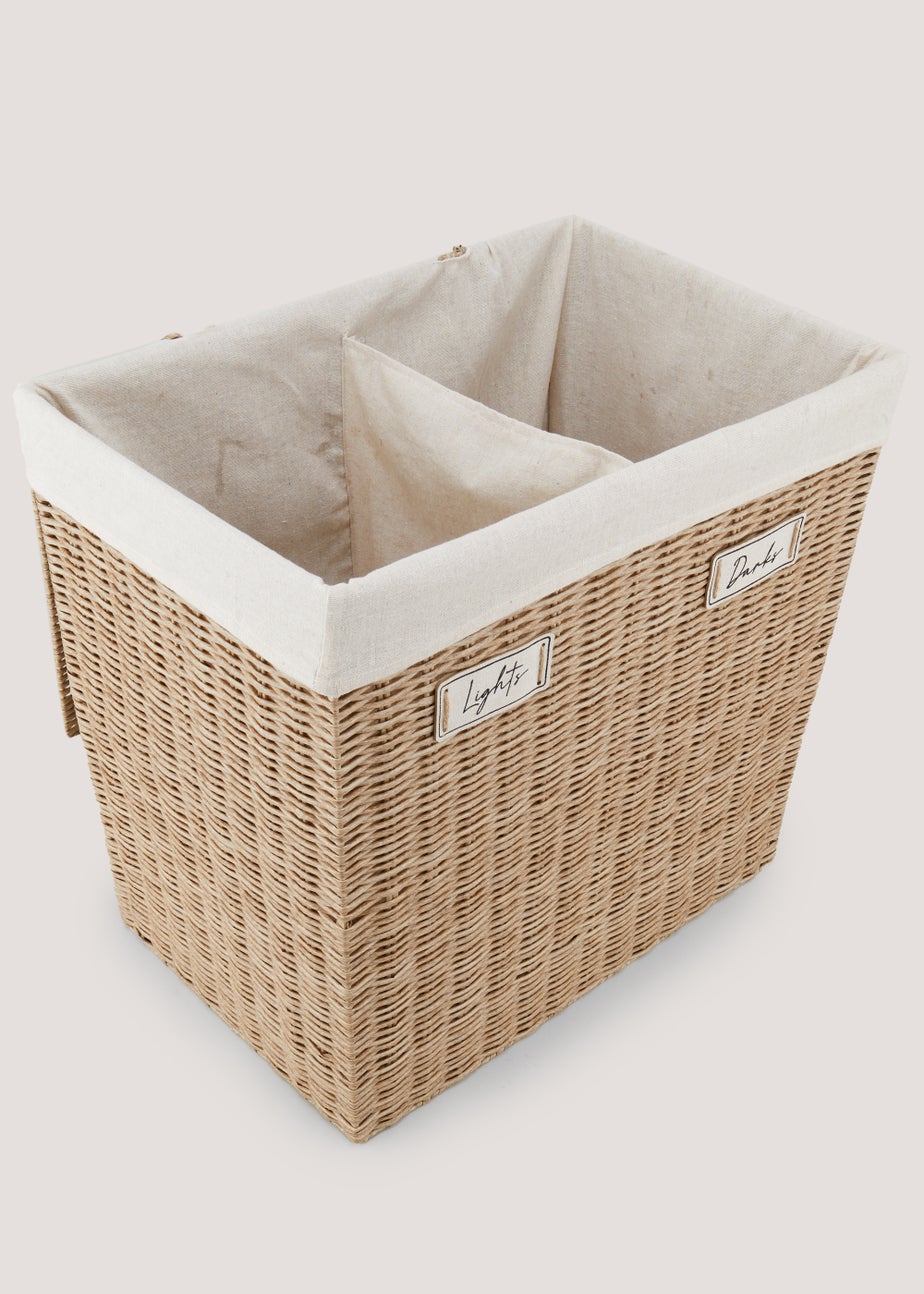 Plastic Wicker Lights & Darks Laundry Basket