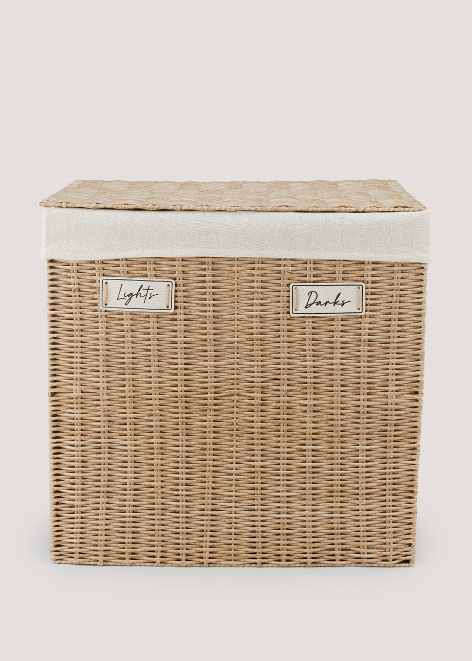 Plastic Wicker Lights & Darks Laundry Basket