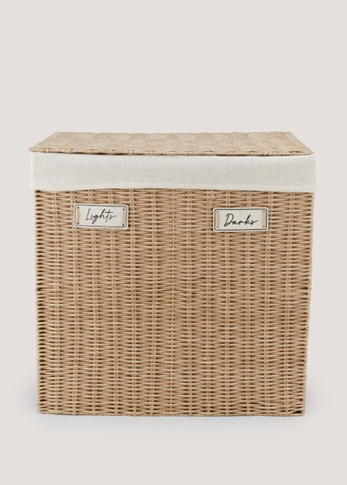 Plastic Wicker Lights & Darks Laundry Basket