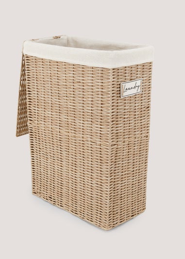 Plastic Wicker Slim Laundry Basket (60cm x 40cm x 21cm)