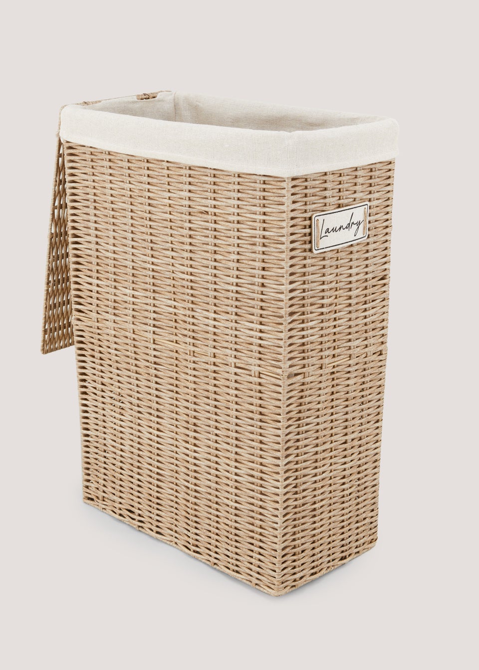 Plastic Wicker Slim Laundry Basket (60cm x 40cm x 21cm)
