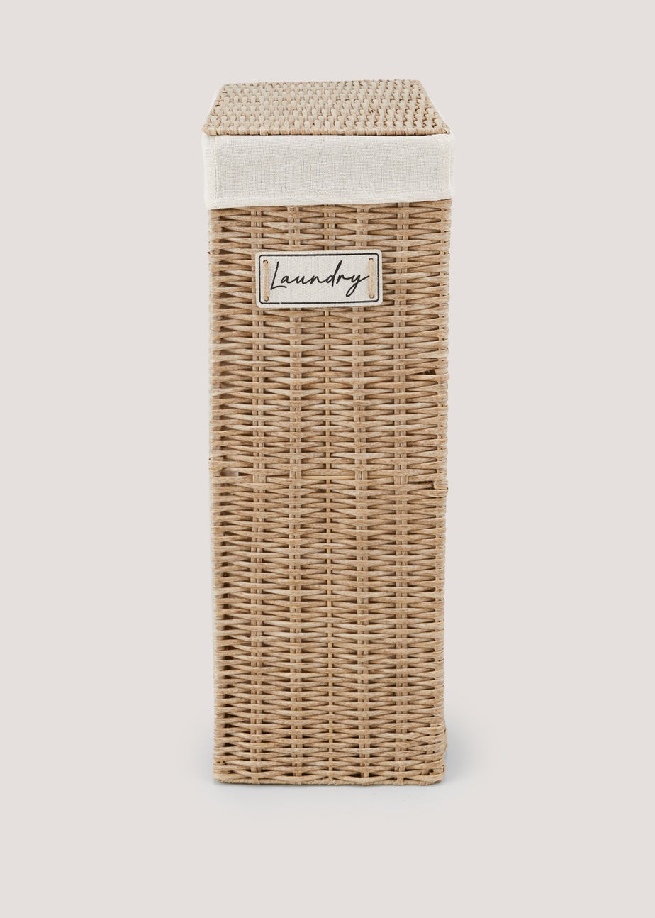 Plastic Wicker Slim Laundry Basket (60cm x 40cm x 21cm)