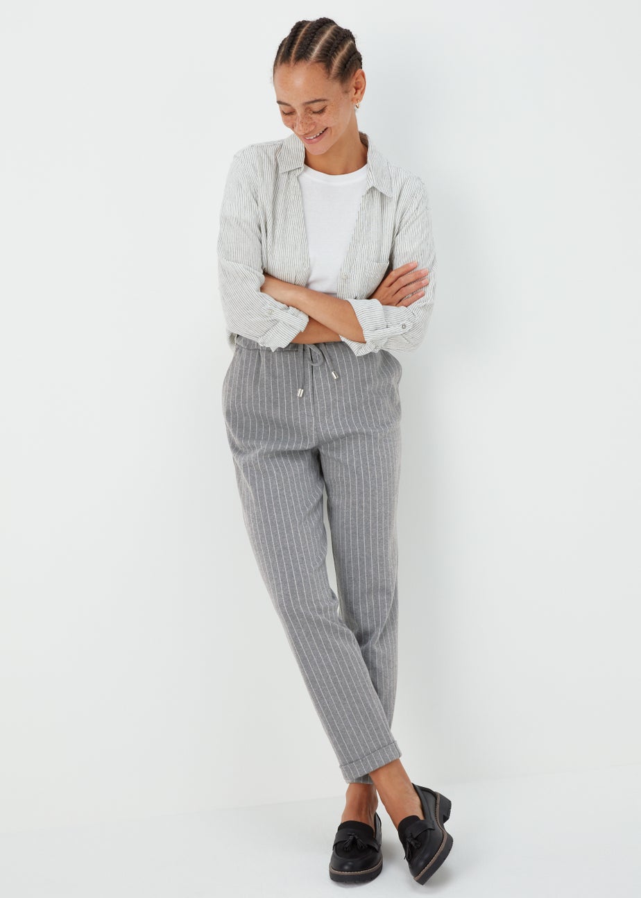 Grey & White Paperbag Trousers