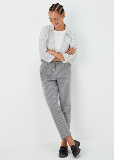 Grey & White Paperbag Trousers