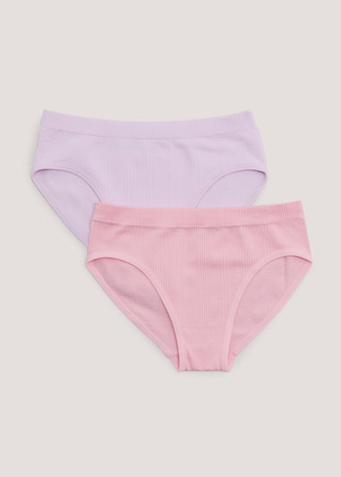 Girls 2 Pack Ribbed Seamless Knickers (6-13yrs)