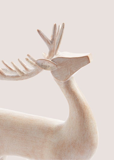 Wood Effect Large Stag Ornament (20cm x 7cm x 31cm)