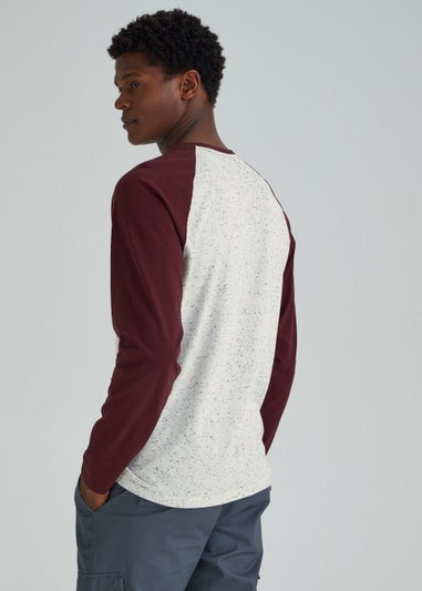 Burgundy Neppy Long Sleeve Raglan T-Shirt