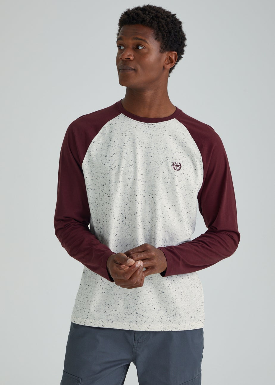 Burgundy Neppy Long Sleeve Raglan T-Shirt
