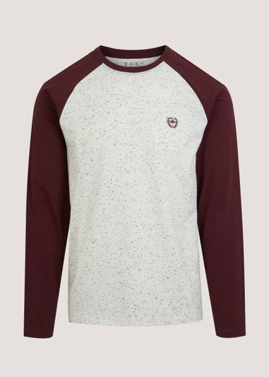 Burgundy Neppy Long Sleeve Raglan T-Shirt