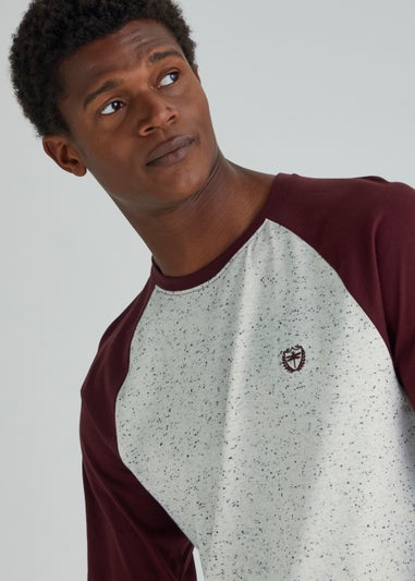 Burgundy Neppy Long Sleeve Raglan T-Shirt
