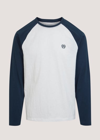 Blue & White Long Sleeve Raglan T-Shirt