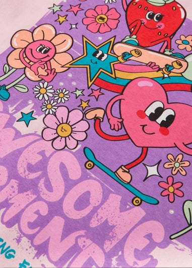 Girls Pink Awesome Sweatshirt (4-13yrs)