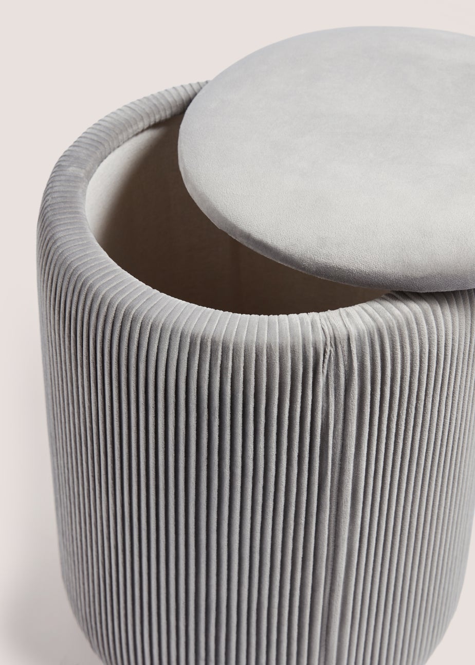 Grey Velvet Storage Pouffe